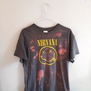 M NIRVANA Hand Distressed Band Tee Shirt Grey